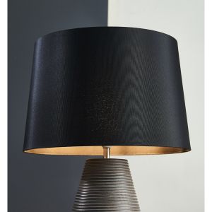 Harwell 14" Black 100% Silk Shade Lined With Black Cotton Mix Fabric With Rolled Edge & Reversible Gimble