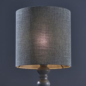 Sara 12" Charcoal Heavy Weave Fabric Shade Lined With Charcoal Cotton Mix Fabric With Rolled Edge