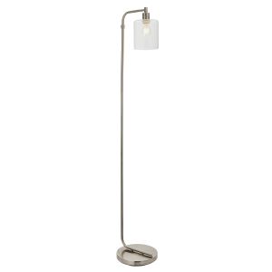 Toledo 1 light E27 Brushed Nickel Floor Lamp With Clear Glass Shade