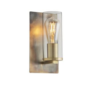 Ongio 1 Light E27 Bronze Patina Wall Light With Clear Glass Shade