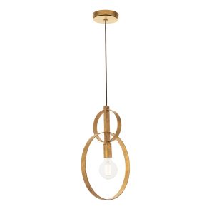 Treese 1 Light E27 Gold Leaf Double Hoop Adjustable Single Pendant