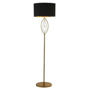 Crown Gold Floor Lamp, Black Oval Shade With Gold Interior