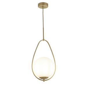 Avalon 1 Light Ball Pendant, Gold With Opal Glass