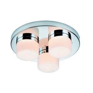 Purton 3 Light G9 Polished Chrome IP44 Bathroom Flush Light C/W Glass Shades
