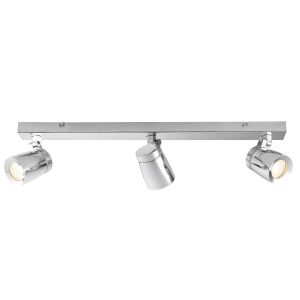 Rook 3 Light GU10 Polished Chrome With Clear Glass IP44 Bathroom Adjustable Triple Spot Light Bar