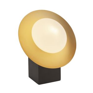Forma 1 Light G9 Gold & Dark Bronze Table Lamp With Inline Switch With Pebble Shaped Glass Shade