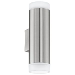 Riga-Led 2 Light GU10 LED Outdoor IP44 Wall Light Stainless Steel and Plastic