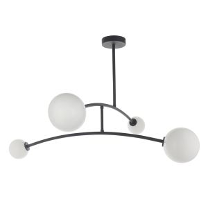 Alamo 4 Light G9 Black Semi Flush Ceiling Light C/W Opal Glass Shades