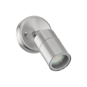 Stockholm 1 Light GU10 LED IP44 Outdoor Adjustavle Wall Spot Light Stainless Steel and Clear Glass