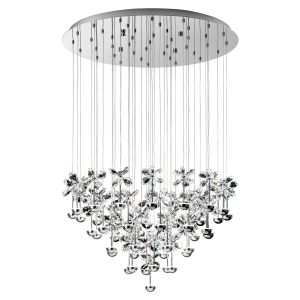 Pianopoli 43 Light LED Integrated, Double Insulated, 220V Polished Chrome Pendant With Crystal