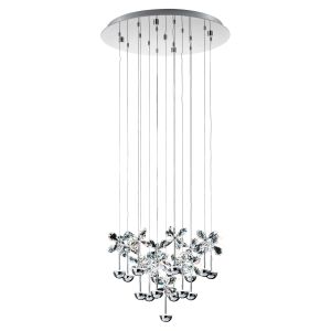 Pianopoli 15 Light LED Integrated, Double Insulated, 220V Pendant Polished Chrome With Crystal