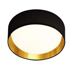 Modern 1 Light LED Flush Ceiling Light, Acrylic, Black Shade/Gold 9371-50BGO