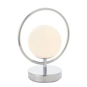 Orb 1 Light G9 Chrome Plated Table Lamp With Opal Spherical Glass Shade With Inline Switch