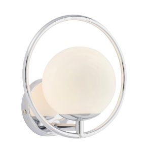Orb 1 Light G9 Chrome Plated Wall Light With Opal Spherical Glass Shade