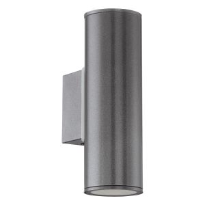 Riga 2 Light GU10 LED Outdoor IP44 Wall Light Anthracite With Galvanized Steel