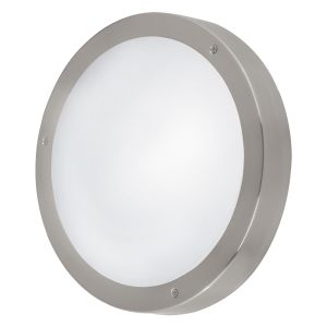 Vento 1, 1 Light LED Integrated Outdoor IP44 Stainless Steel Wall Light With White Glass