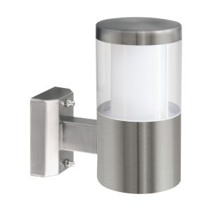 Basalgo 1, 1 Light LED Integrated Outdoor Wall Light IP44 Stainless Steel With Clear Plastic Shade