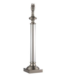 Avebury 1 Light E27 Antique Chrome Table Lamp With Clear Glass  Column With On/Off Lampholder Switch (Base Only)