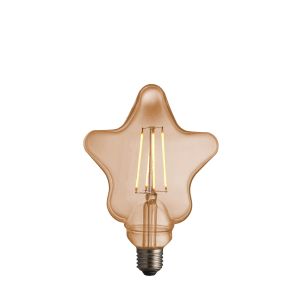 4W E27 Amber Tinted LED Filament Star Bulb, 2700K 400 Lumens