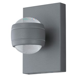 Sesimba 2 Light LED Outdoor Integrated IP44 Silver Wall Light With Plastic Diffuser