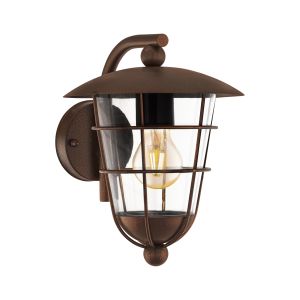 Pulfero 1 1 Light E27 Outdoor Wall Light Brown With Plastic Transparent Glass