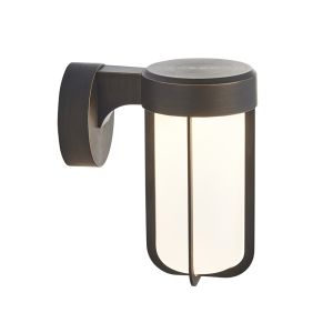 Pacato 1 Light E27 Brushed Bronze Die Cast IP44 Outdoor Wall Light With Frosted Glass Shade