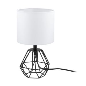 Carlton 1 Light E14 Black Table Lamp With White Fabric Shade With Inline Switch