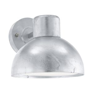 Entrimo 1 Light E27 Outdoor IP44 Wall Light Galvanized Steel With White Plastic Diffuser