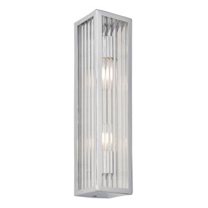 Newham 2 Light G9 Chrome Bathroom IP44 Wall Light WithClear Ribbed Glass Diffuser