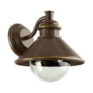 Albacete 1 Light E27 Outdoor Ip44 Brown Wall Light With Clear Glass