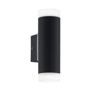 Riga-Led 2 Light LED GU10 Outdoor IP44 Outdoor Black Wall Light With Plastic Diffuser