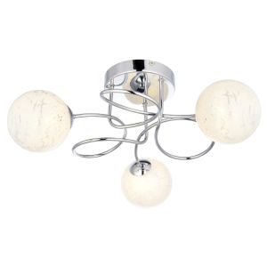 Hermnes 3 Light G9 Polished Chrome Semi Flush Ceiling Light C/W White Confetti Glass Shades