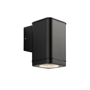Milton 1 Light GU10 Black Outdoor IP44 Wall Light With Clear Glass Diffuser