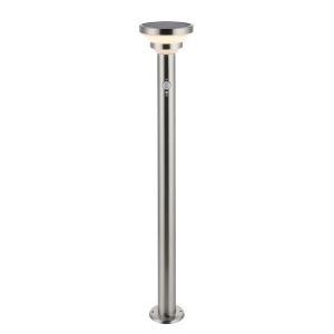 Halton 1 Light 5.8W 310lm Brushed Stainless Steel Solar Powered LED Integrated Dusk to Dawn & PIR Sensor Outdoor IP44 Bollard Light