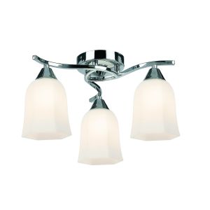 Endon 96963-CH Alonso 3 Light Semi Flush Polished Chrome/Matt Opal Glass Finish