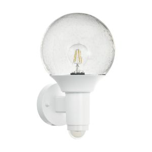 Sossano 1 Light Outdoor E27 Wall Light IP44 White With Glass With Blowholes
