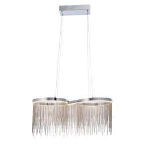 Orphelisbon 1 Light 27W 552lm 3000K Warm White Chrome LED Integrated Adjustable Pendant With Silver Effect Chains