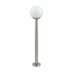Nisia-C 1 Light Low Energy E27 Outdoor IP44 Stainless Steel Pedestal With White Opal Globe Shade