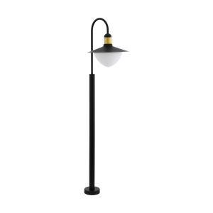 Sirmione 1 Light E27 Outdoor IP44 Black Post With White Glass