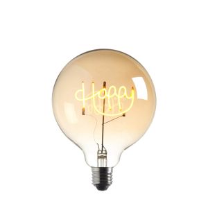 Happy E27 LED 2W 130lm Globe Shaped Bulb In Amber Lustre Glass