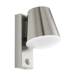 Caldiero 1 Light E27 Low Energy Outdoor IP44 Stainless Steel Wall Light With Plastic White Diffuser