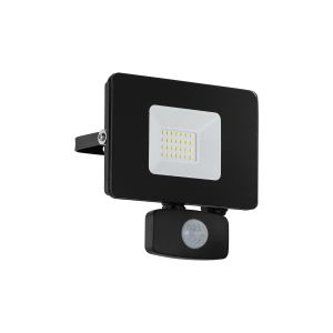 Faedo 3, 1 Light 20W LED Integrated Outdoor IP65 PIR Sensor Adjustable Wall/Flood Light Black With Clear Glass
