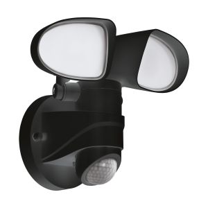 Pagino 1 Light LED Integrated Outdoor Ip44 Double Insulated PIR Sensor Blac Wall Light With Plastic White Diffuser