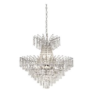 9 Light Chrome Pendant With Crystal Glass Drops