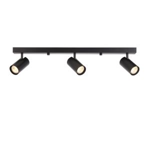 Rez 3 Light GU10 Matt Black Adjustable Bar Spotlight Fitting