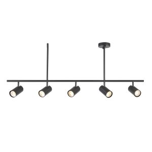 Rez 5 Light GU10 Matt Black Adjustable Suspended Bar Spotlight Fitting