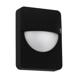 Salvanesco 1 Light E27 Outdoor IP44 Black Wall Light With Plastic White Diffuser
