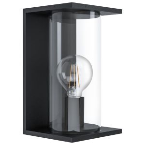 Cascinetta 1 Light E27 IP54 Outdoor Black Wall Light With Clear Glass