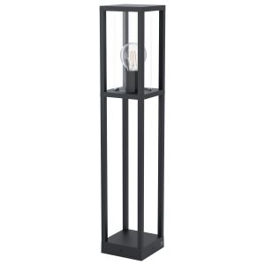 Cascinetta 1 Light E27 Outdoor IP44 Black Pedestal With Clear Glass