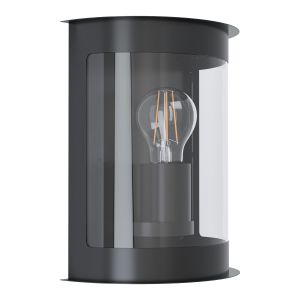 Daril 1, 1 Light E27 Outdoor IP44 Black Wall Light With Clear Plastic Panels